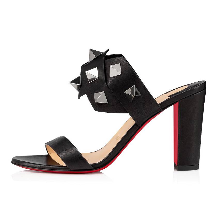Women's Christian Louboutin Tina In The Desert 85mm Leather Sandals - Black [3159-472]